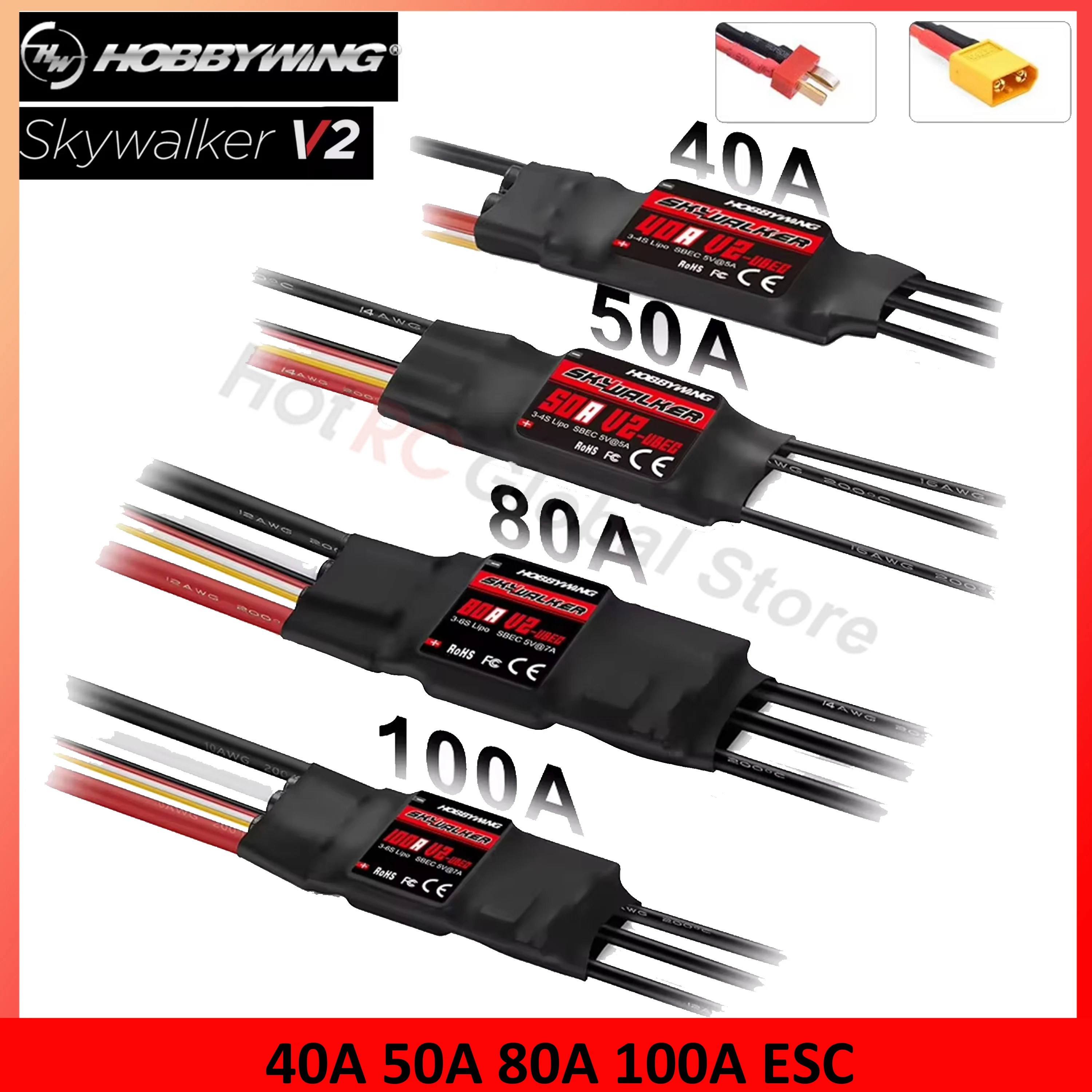 Rc Hobby Motor - HOBBYWING-Controlador de velocidade Skywalker Brushless ESC,